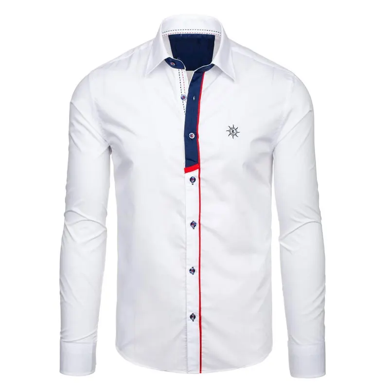 Новый Для мужчин модные тенденции-корейский longsleeve рубашка повседневная модная