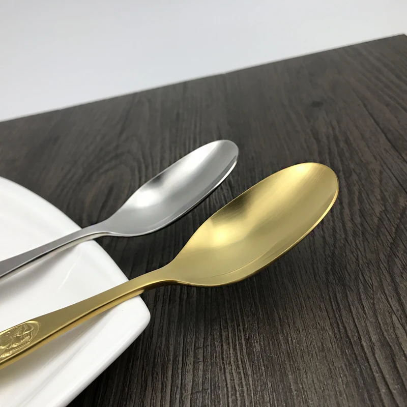 1 шт. ложка из нержавеющей стали с длинной ручкой золотистого и серебряного цвета
