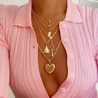 Новое популярное ювелирное ожерелье, популярное многослойное металлическое ожерелье с изображением кленовых листьев, пирамиды любви для женщин, оптовая продажа