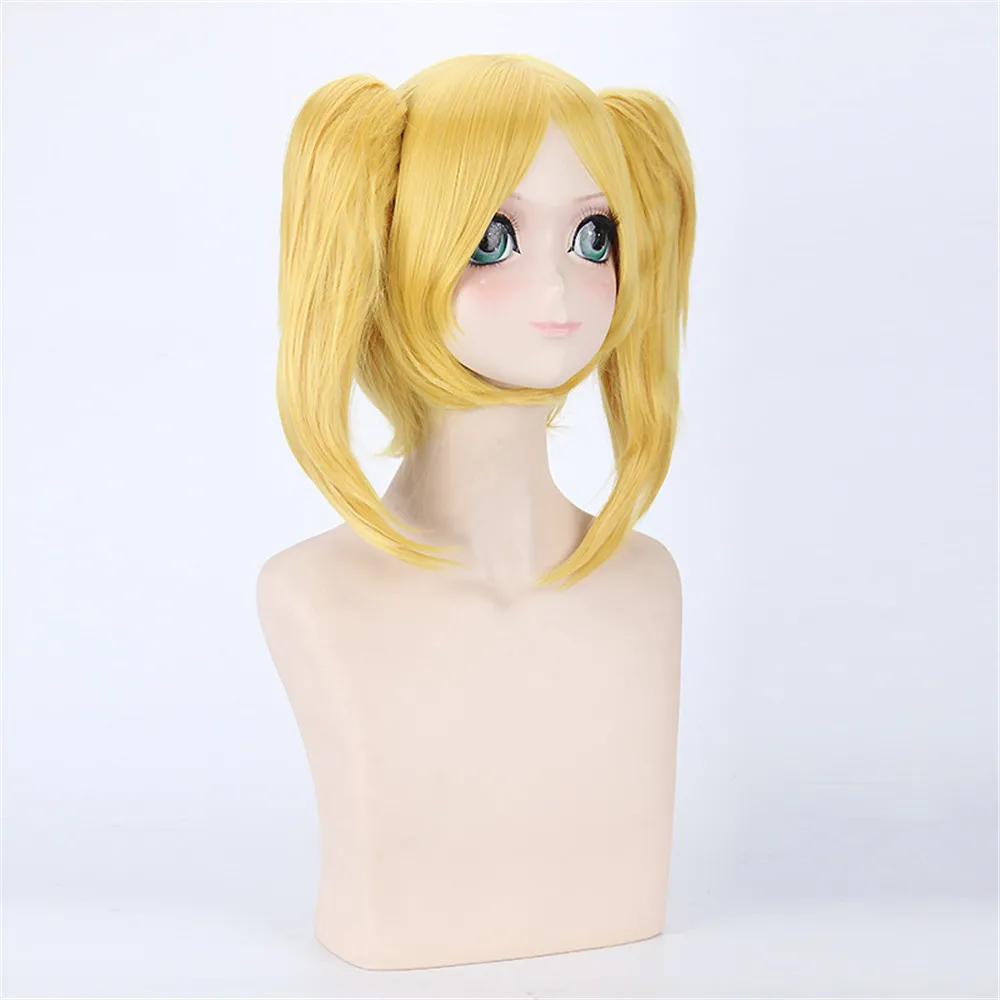 Vocaloid Kagamine Rin / Len родная желтая Золотая синтетическая волоса парик с чипом хвост