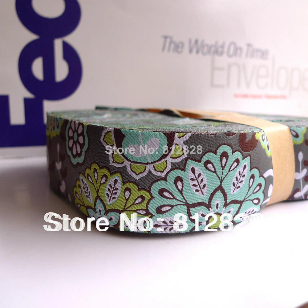 Жаккардовая лента 1 5 дюйма 38 мм цвета морской волны|jacquard ribbon|woven jacquard ribbonribbon wholesale |
