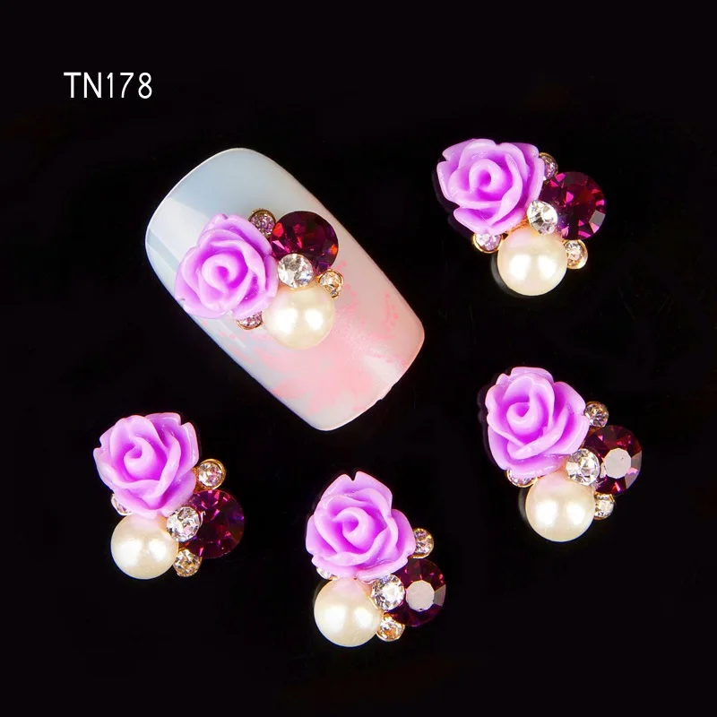 10pcs nail tools purple rose design 3d glitter rhinestones for nails gel alloy metail charm strass art jewelry|glitter rhinestone|rhinestones