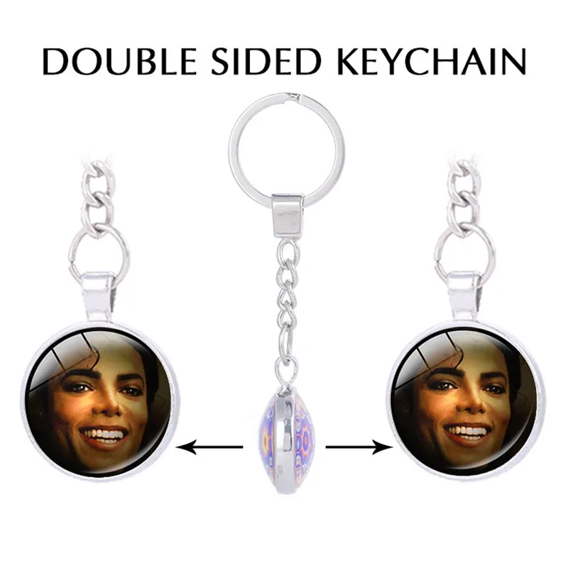 Майкл Джексон двухсторонний кулон певица поп-звезда брелок chaveiro король поп-Key Holder
