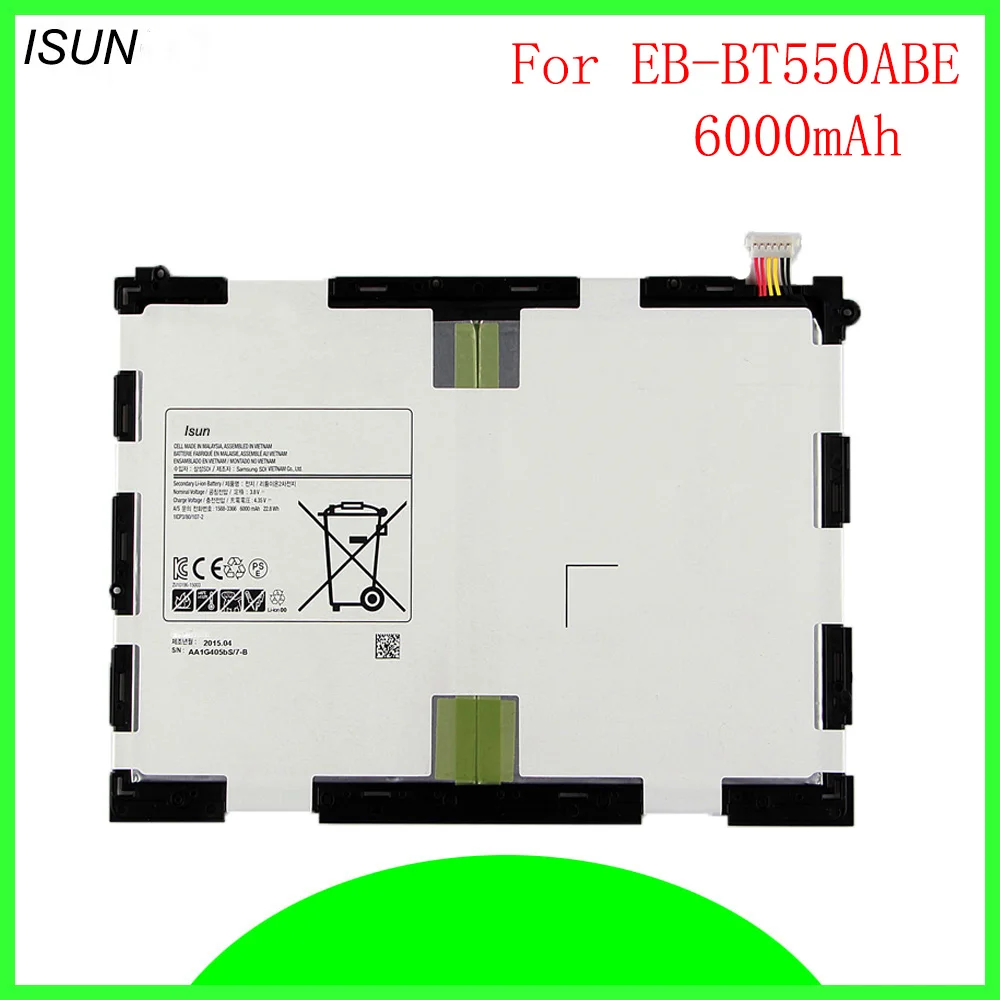 ISUN 2 шт./лот 6000 мАч аккумулятор для SAMSUNG Galaxy Tab A 9 7 Φ SM T555 Замена аккумулятора|battery for