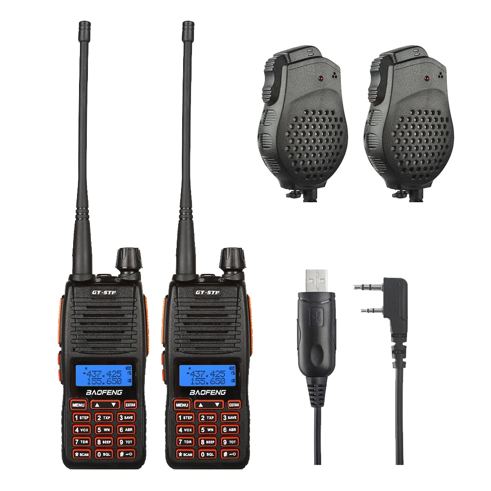 Рация Baofeng GT 5TP VHF/UHF Двухдиапазонная Ham Walkie Talkie двухсторонняя рация + 2x Двойной Динамик PTT 1x кабель с поддержкой