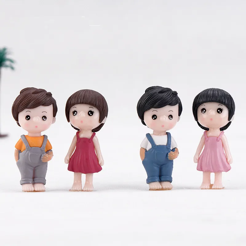 

1Pair Fairy Garden Figurines Couple Boy Girl Miniature Figurine Succulent Micro Landscape Decorative Ornaments Resin Craft