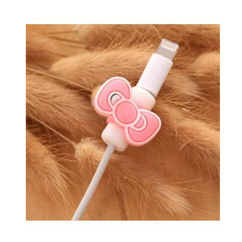 Pink bowknot Мультфильм кабель протектор передачи данных Шнур протектор защитный чехол кабель Winder чехол для iphone usb зарядный кабель для iphone - Цвет: Pink bowknot