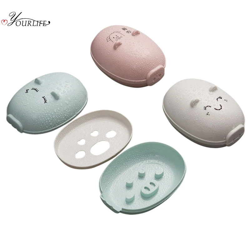 OYOURLIFE Милая мультяшная Коробка для мыла с крышкой путешествий органайзер чехол