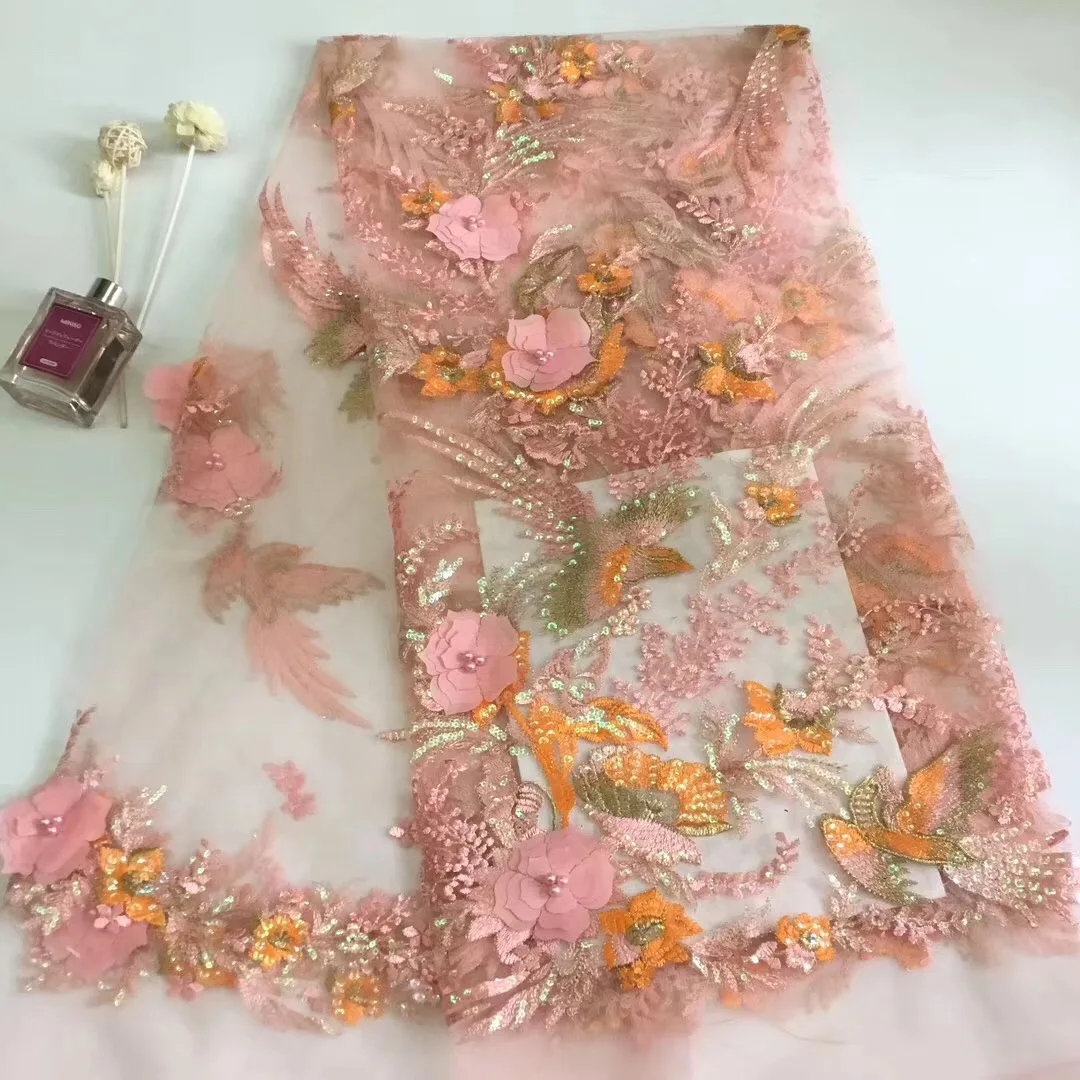 

High Quality African Lace Fabric Net 2018 French Lace Fabric Tulle With stones Nigerian Lace Fabric For Wedding purple YF13