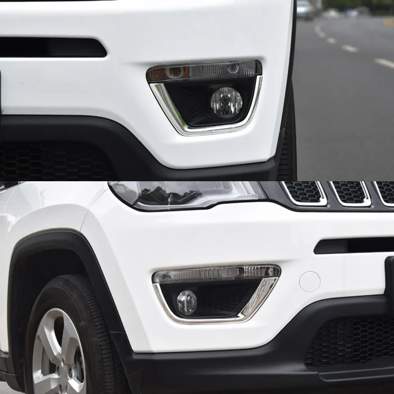 Для Jeep Compass, передний противотуманный светильник, бампер для век, Накладка для бровей, хромированная крышка, отделка, блестящее литье, Стайлинг автомобиля