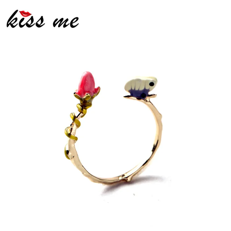 Классические милые Эмалированные кольца с бабочкой горячая Распродажа