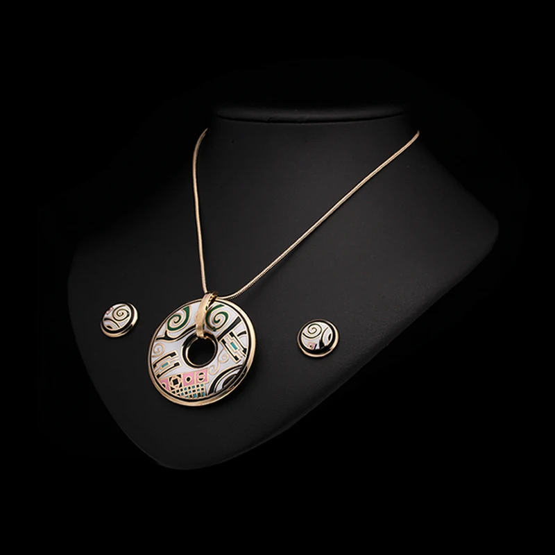 R& X подарок Sieraden наборы юбилей обручальное ожерелье набор женщин ожерелье/серьги Нержавеющая сталь эмаль ювелирные изделия тренд S22101