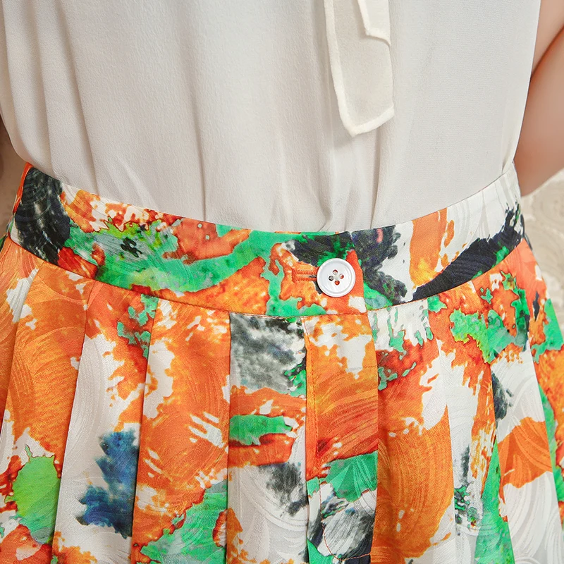 VOA шелковые жаккардовые женские плиссированные шорты юбка в богемном стиле со