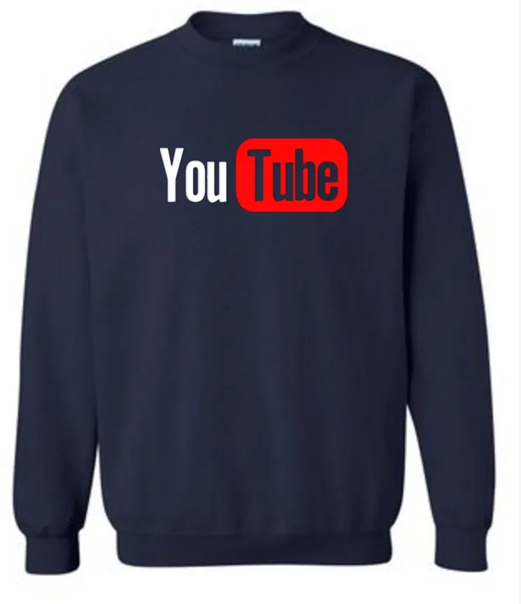 Новый Логотип Youtube печати бренд топы хлопок с длинным рукавом кофты повседневные