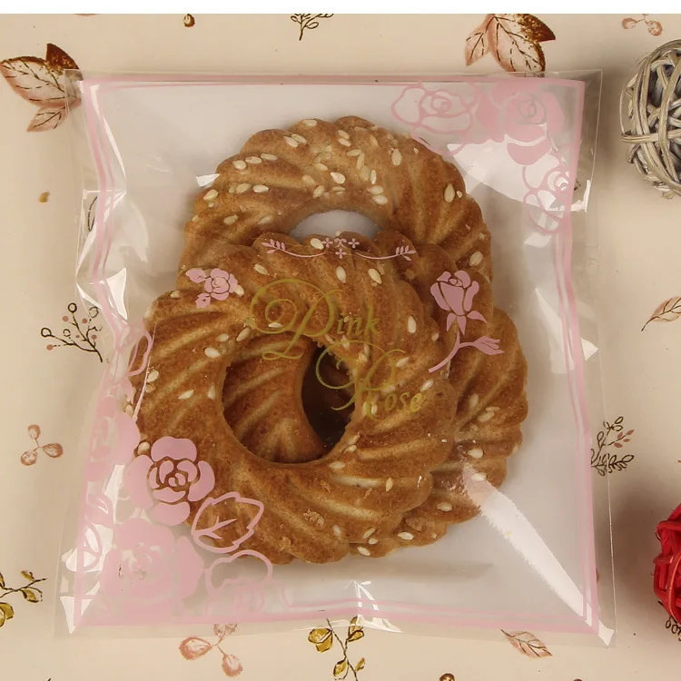 Пластиковые Печенье Хлеб розово красного цвета 100 шт. подарки самоклеящиеся