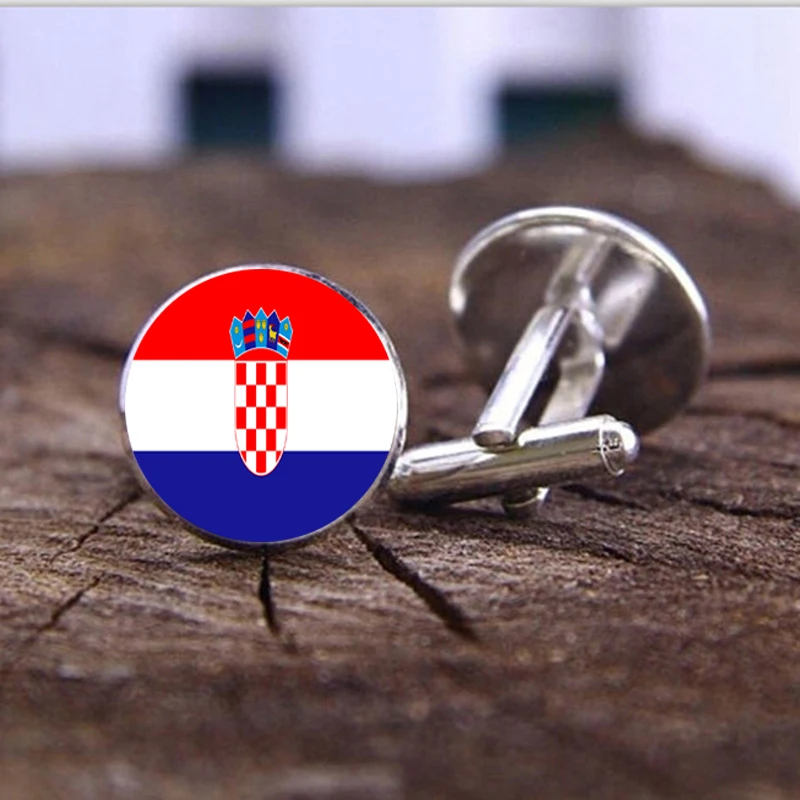 Горячая стеклянная купольная Свадебная запонка флаг хорватской Запонки