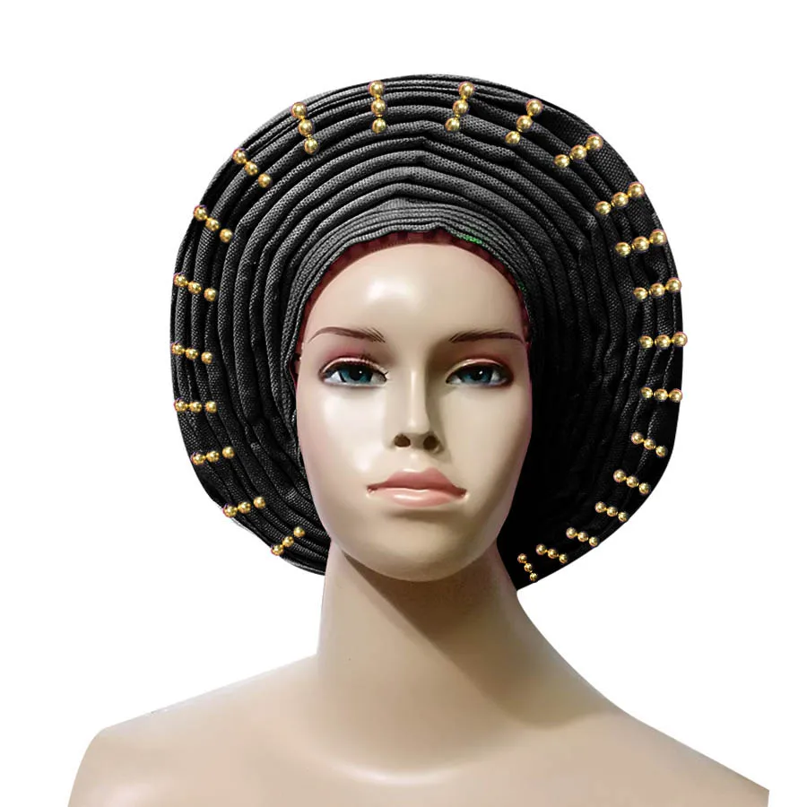 

Aso oke headtie with beads aso oke nigerian headtie aso ebi african gele auto gele African headtie with gold beads