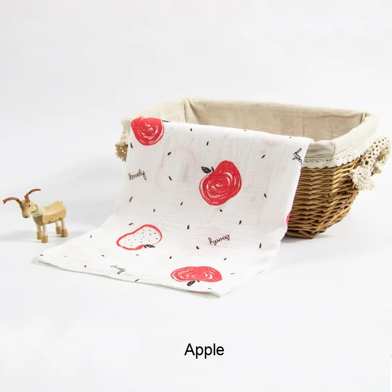 Apple Муслиновое Пеленальное бамбуковое детское ежемесячное одеяло с единорогом мягкое банное полотенце для новорожденного пеленки для младенца одеяло для коляски s детская накидка Inbakeren - Цвет: Apple
