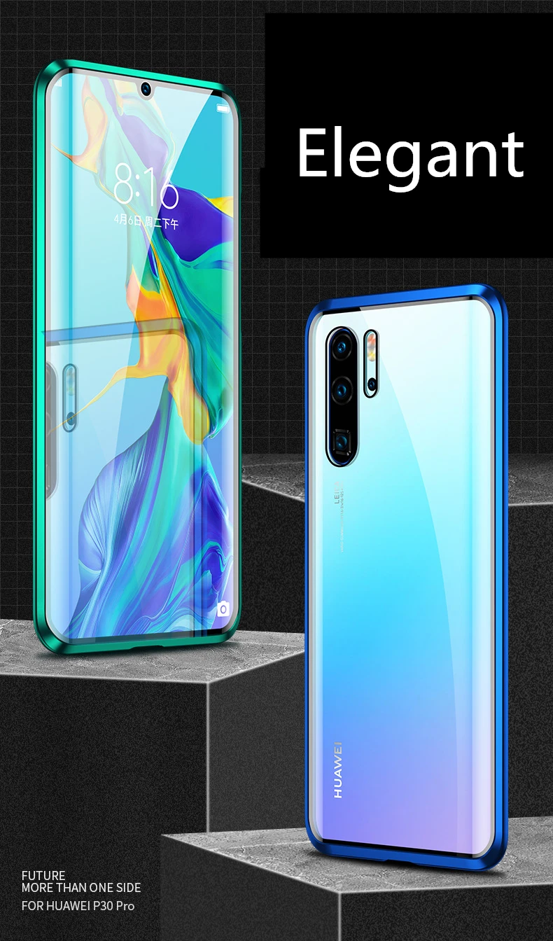 Для huawei P30 lite чехол 360 Магнитная Адсорбция передняя+ задняя Двусторонняя 9H чехол из закаленного стекла для huawei P30 Pro