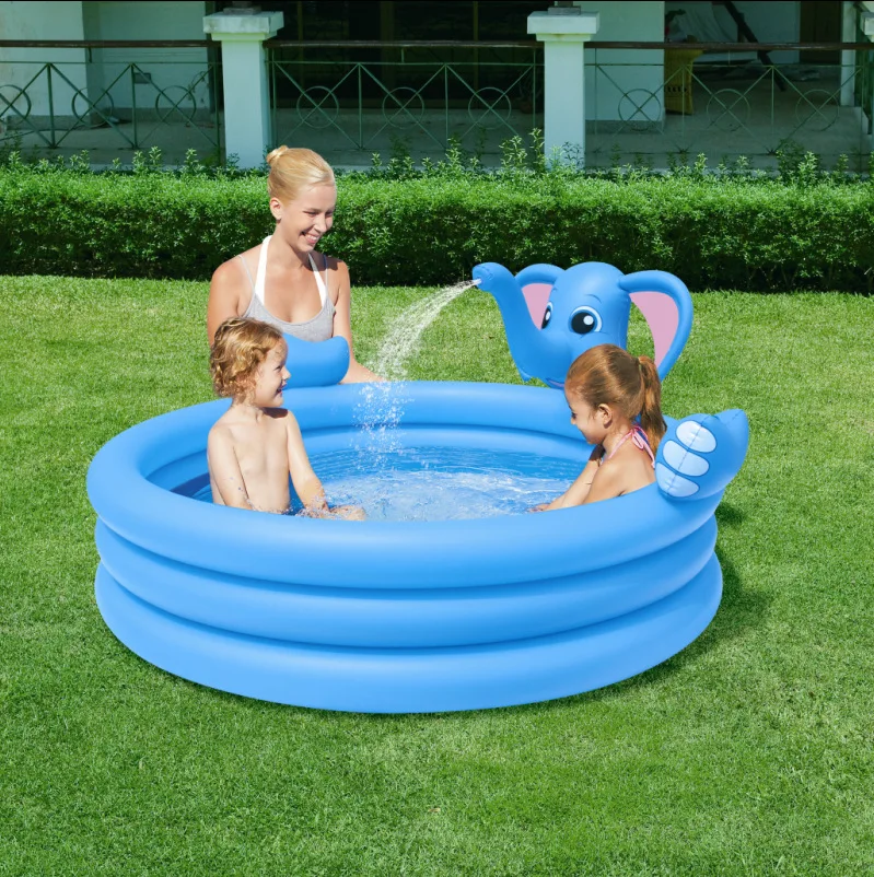 Bestway 53048 слон трехкольцевая распыления воды надувной бассейн для детской ванны, плавание бассейн для 3-кольцо майка с легко сливной клапан