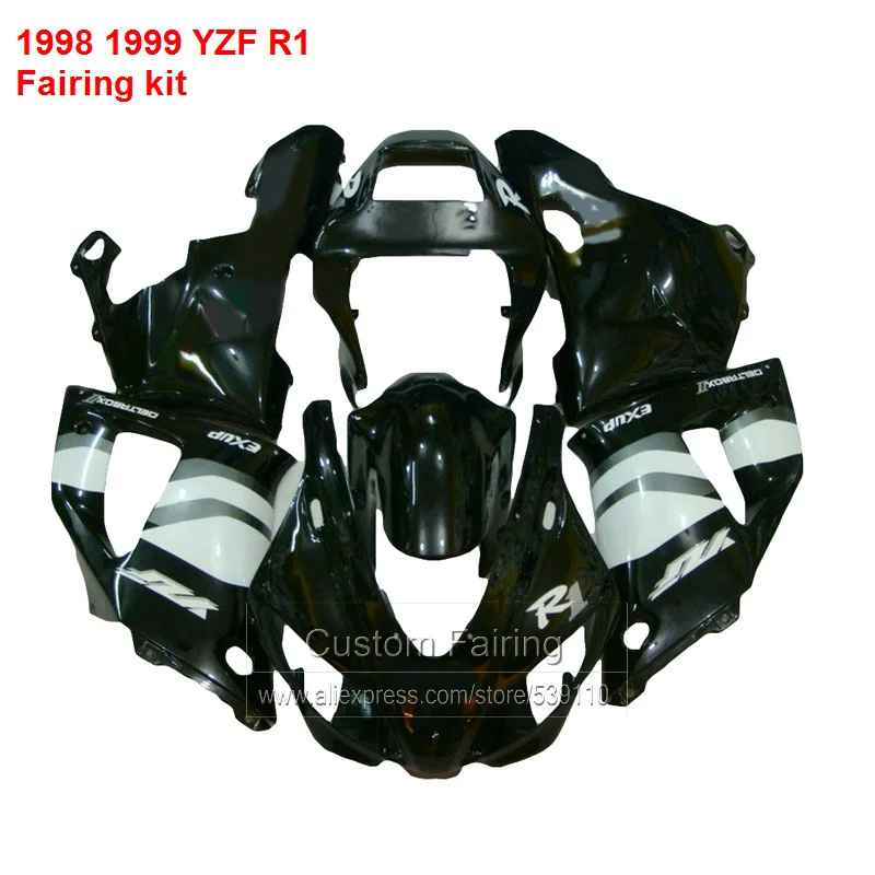 Обтекатель комплект для YAMAHA YZF R1 98 99 (+ серебряная линия) yzfr1 1998 1999 Обтекатели Бесплатная доставка HY57|Полные