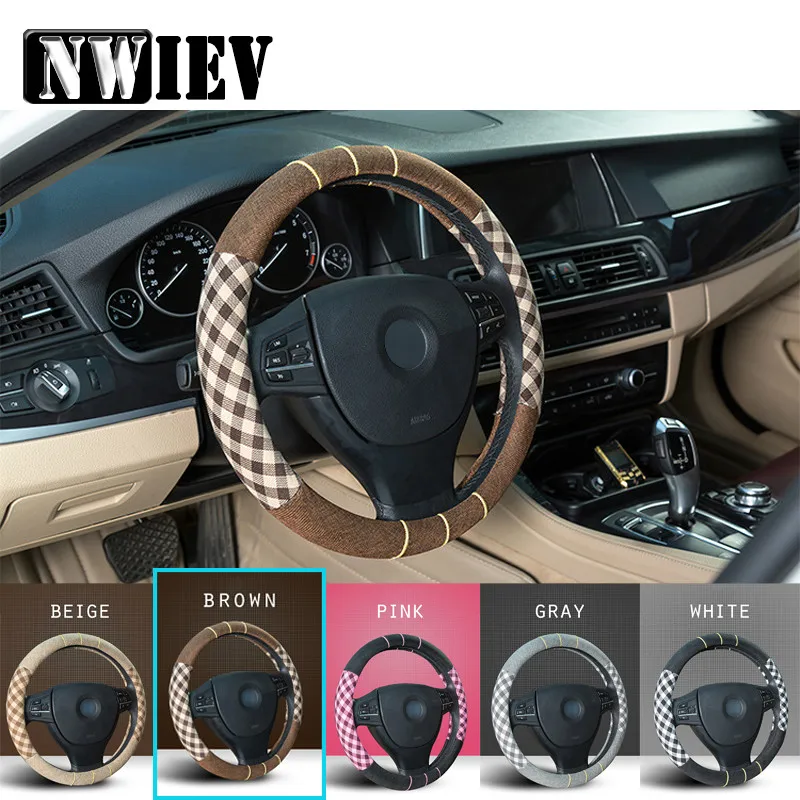 38 см льняная Автомобильная накладка на руль для Opel Astra H G J Volvo S60 V70 XC90 Citroen C5 C4 C3 Kia rio