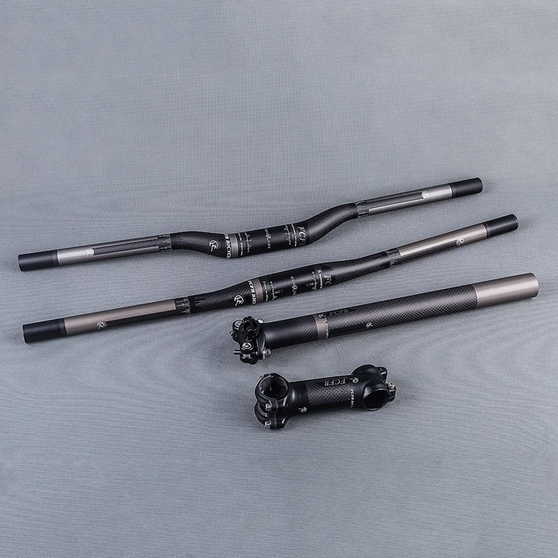 

FCFB Carbon Fiber Bicycle MTB Handlebar Sets Flat Rise Handlebar + Stem + Seatpost Matte Carbon Cycling Mountain Bike XXX Parts