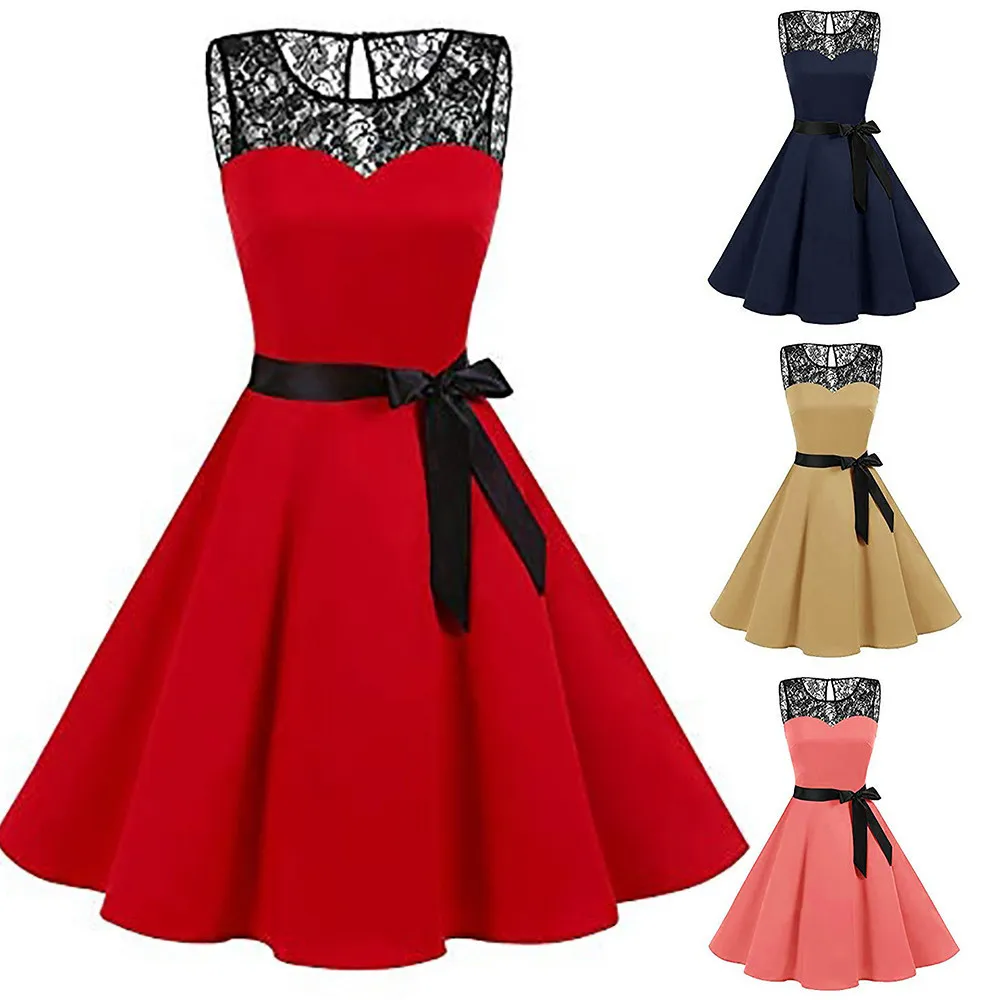 Женское однотонное кружевное платье без рукавов мягкое и удобное винтажное