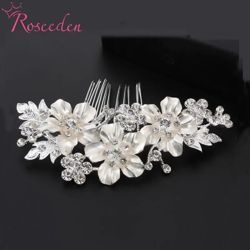 

Романтические цветы невесты гребень для волос ручной работы стразы свадебные аксессуары для волос вечерние украшения для волос RE774