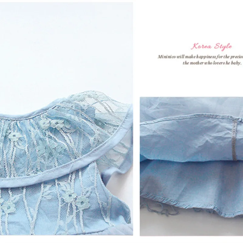 Платья для маленьких девочек лето 2019 хлопковое однотонное кружевное платье