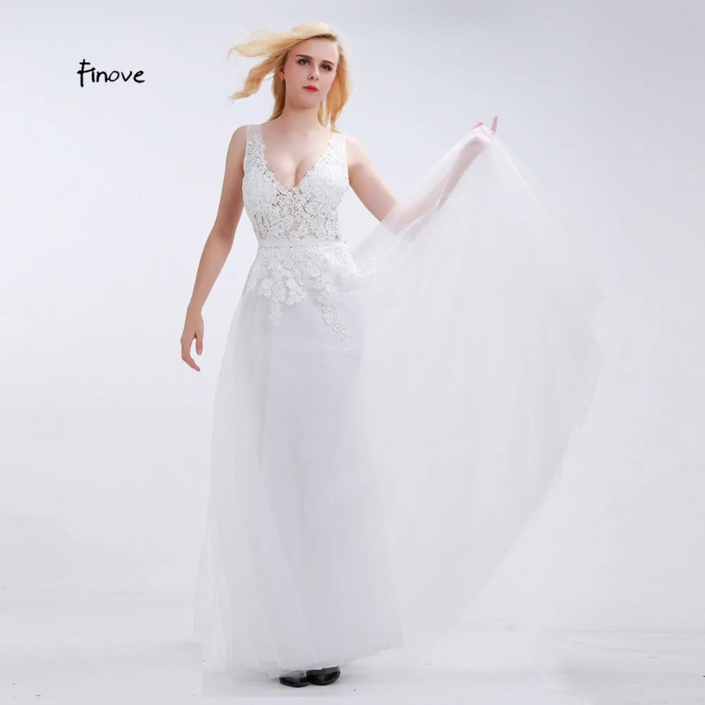 2017 Illusion Wedding Dresses Luxury Vantage Backless Tulle V-neck Lace Applique Beaded Liz Martinez Bridal Gown Robe de Mariage | Свадьбы и