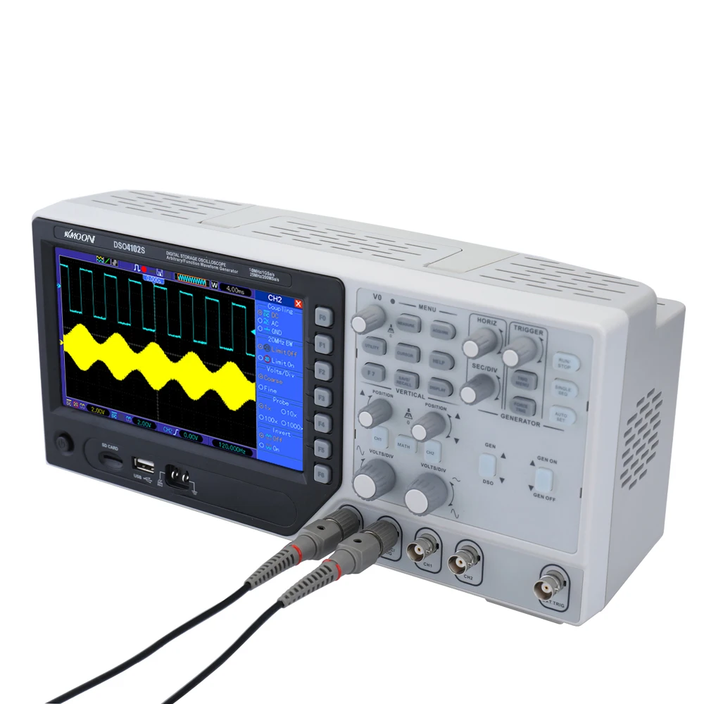 Hantek DSO5102P портативный цифровой осциллограф 2CH 100MHz 1GSa частота дискретизации 40k длина записи Настольный скопметр 7 дюймов RU Store