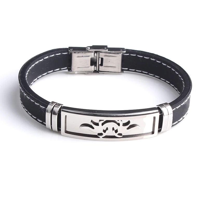 

silver color Wing Silicone 316L Stainless Steel bracelets for men
