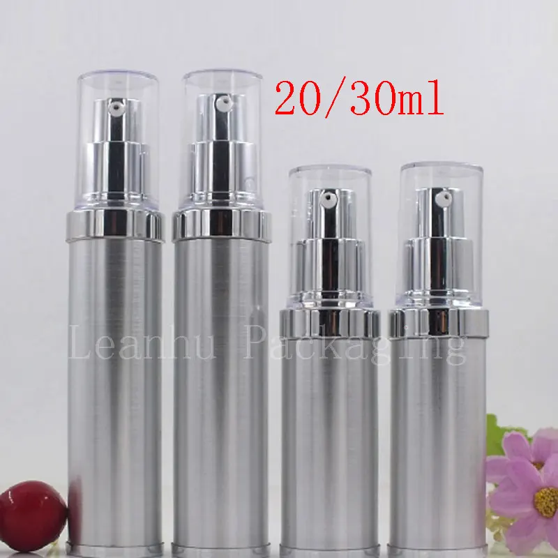 24 x  20ml 30ml Silver Airless Lotion Cream Pump Bottle BB Cream Airless Metal Container Pump Airless Travel Bottle Serum Vial