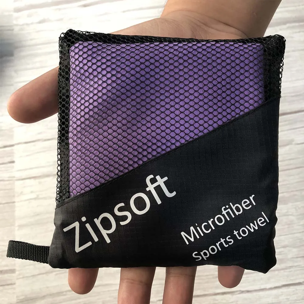 Лиловый Zipsoft, быстросохнущее полотенце для путешествий, ультралегкое компактное полотенце для плавания, микрофибра, для рук, для спортзала, кемпинга, туризма, антибактериальное - Цвет: Лиловый