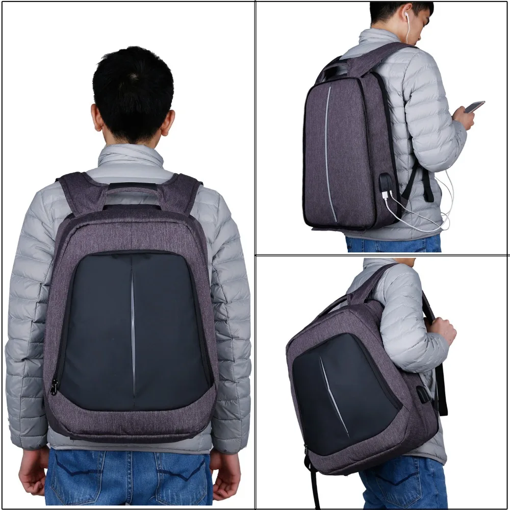 Высокая емкость Для мужчин рюкзаки Mochila модные школьные сумки USB зарядки ноутбука