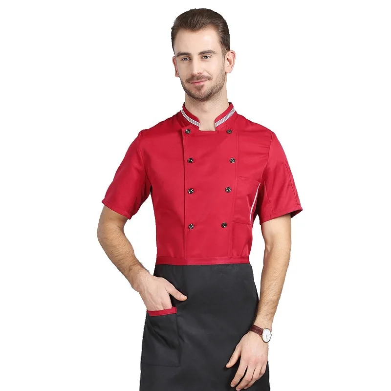 

Unisex Breathable Chef Uniforms Clothes Short Sleeve Food Services Cooking Jacket Cafe Bakery Waiter Work Uniforms Kitchen Coats