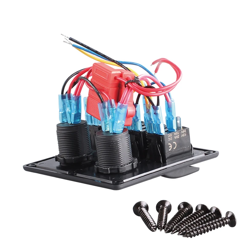 4 банды лодка кулисный переключатель панель двойной USB прикуриватель розетка