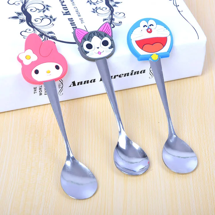 2 шт. детская ложка из нержавеющей стали с мультяшным рисунком посуда для