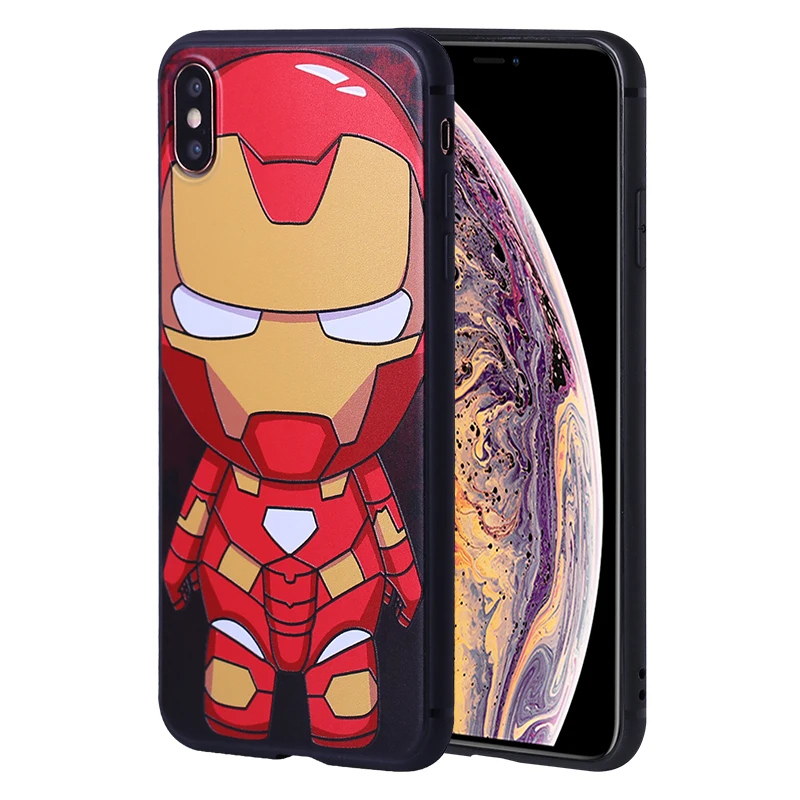 3D мультфильм мягкий чехол для телефона iPhone Xs Max XR X 6 s 6s 7 8 плюс Супермен железный