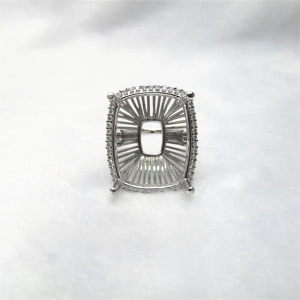 

Emerald Cut 16x20x12mm Solid 14Kt White Gold Natural Diamond Semi Mount Ring