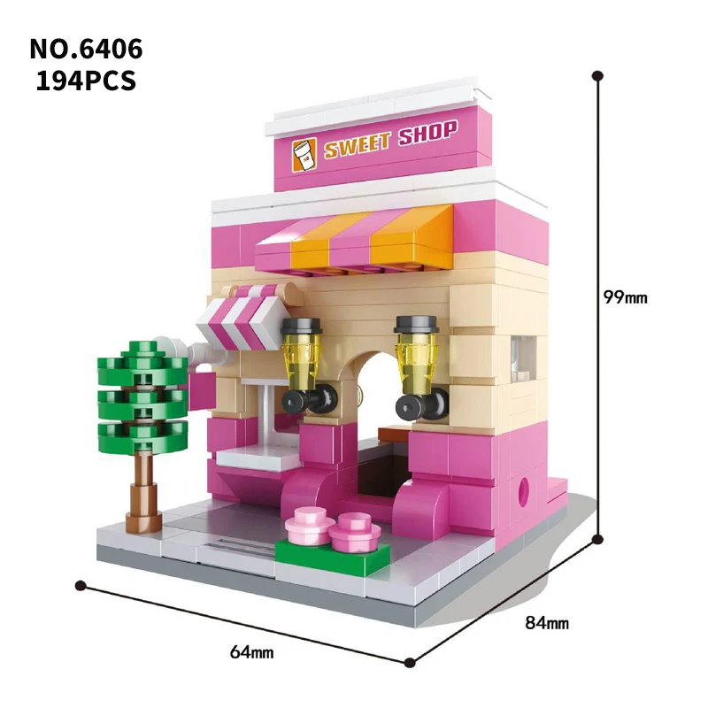 6406 Городской мини-уличный Конструктор 3D модель розничного магазина DIY Apple McDonald Кафе Магазин Кирпичи Детские Блоки Игрушки - Цвет: 6406