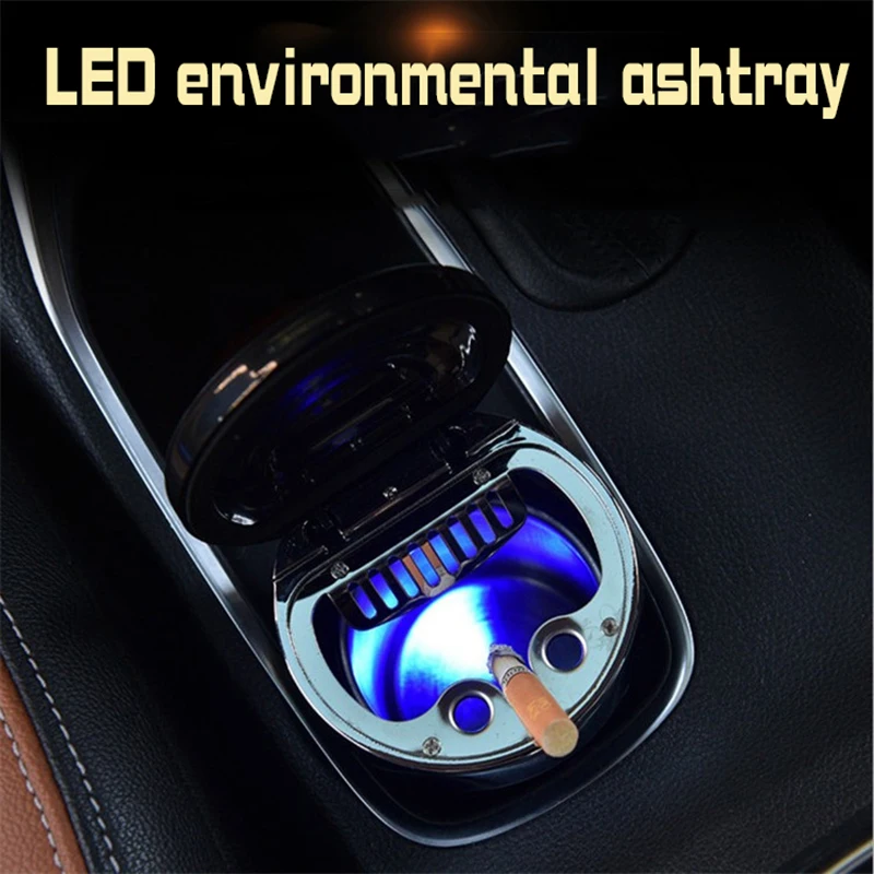

Car ashtray with LED lamp and compass
