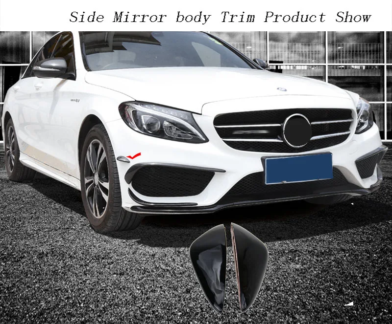 Black Автомобильный Стайлинг противотуманных фар решетка рейки Авто Черные Противотуманные фары крышка наклейка декоративная отделка для Mercedes Benz C Класс W205 аксессуары - Название цвета: Black