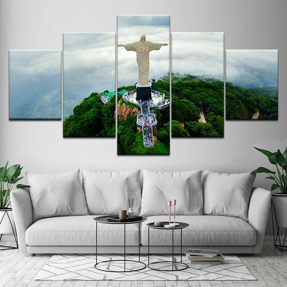 Картина на холсте Христос-Искупитель (статуя) 5 шт. настенная художественная