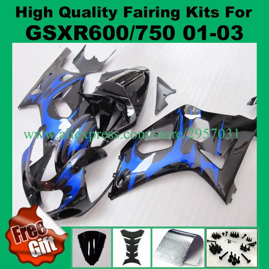 

9gifts Injection Fairing kits for SUZUKI GSXR600 01-03 GSXR750 K1 2001 2002 2003 GSX-R600 GSX-R750 01 02 03 fairings blue black