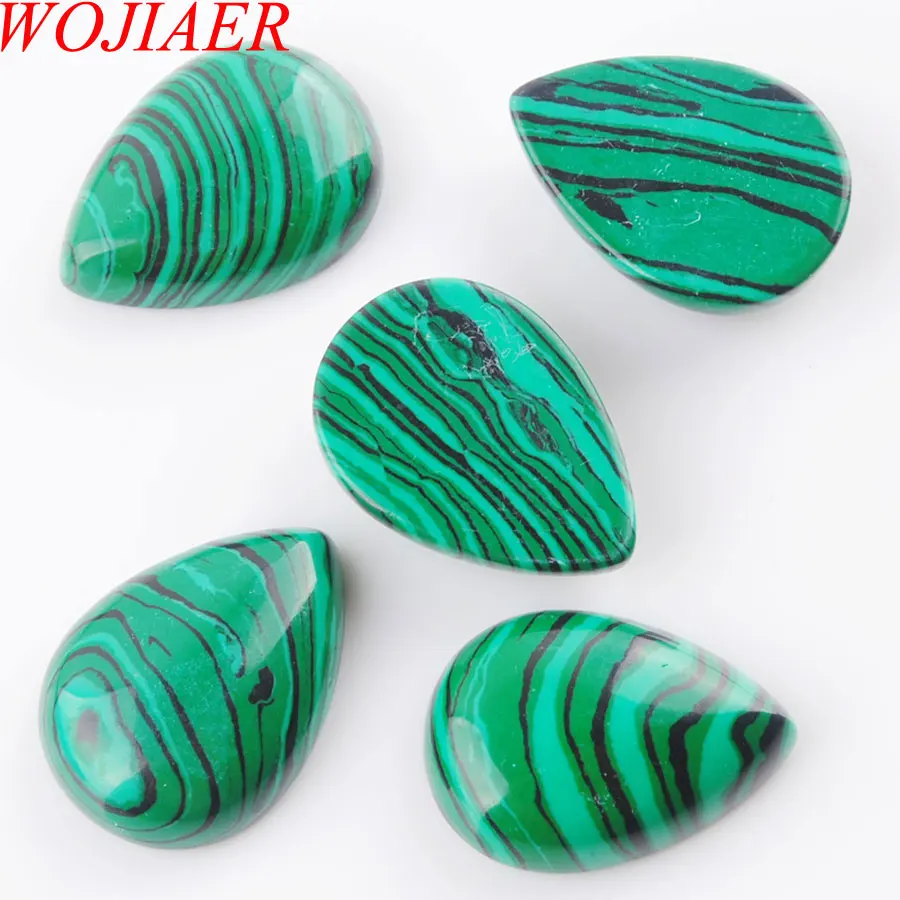 Malachite PU3220 WOJIAER натуральный драгоценный Камень Каплевидный кабошон кабина без отверстия 18x25x7 мм ювелирных изделий 5 шт. PBU324 - Цвет: Malachite PU3220