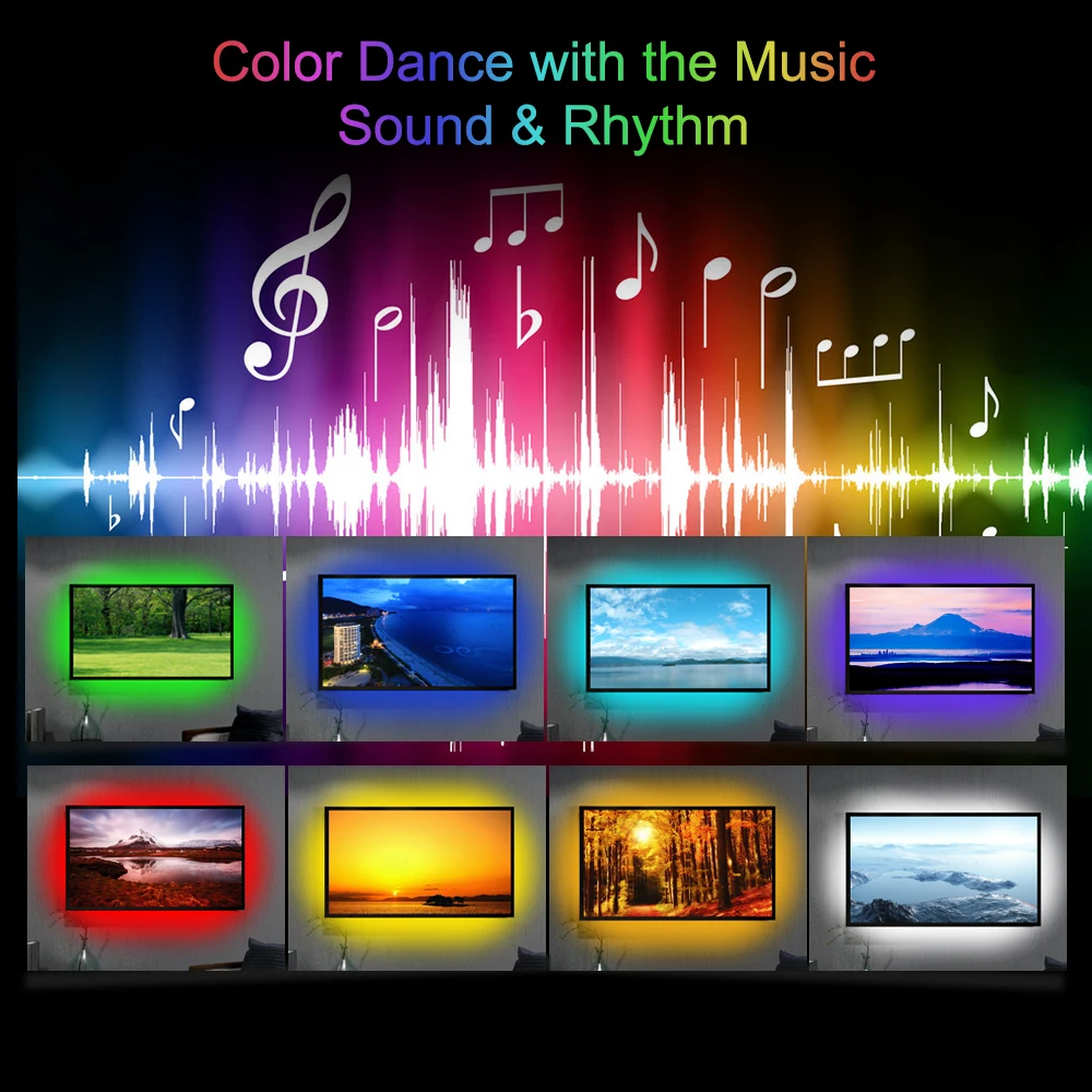 Светодиодная лента USB RGB для музыкального контроллера 0 5 м 1 2 светильник ТВ с