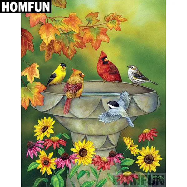 Зеленый HOMFUN полная квадратная/круглая дрель 5D DIY Алмазная картина "Птица животного" 3D вышивка крестиком 5D домашний Декор подарок A06816 - Цвет: Зеленый
