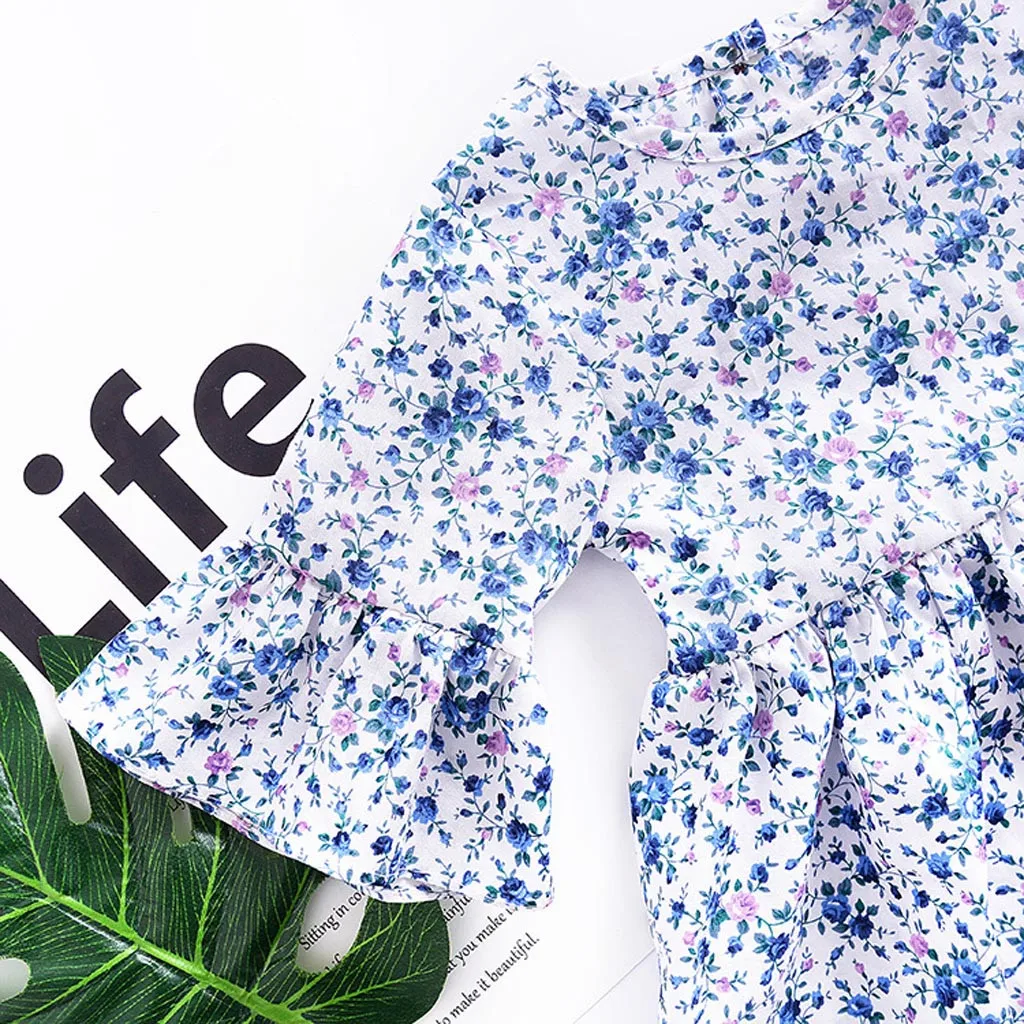 2019 г. летнее платье для девочек Летняя с цветочным принтом Одежда маленьких